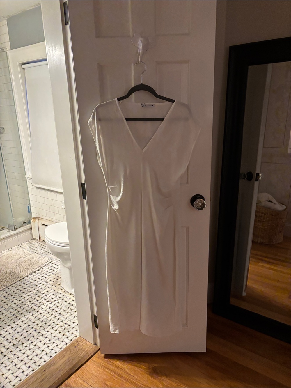 Zara Cream V-Neck Midi Dress